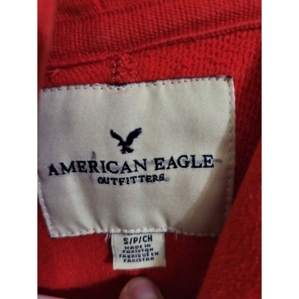 American Eagle Men's Small Red Graphic Logo Hoodie Sweatshirt y2k style - Picture 4 of 8